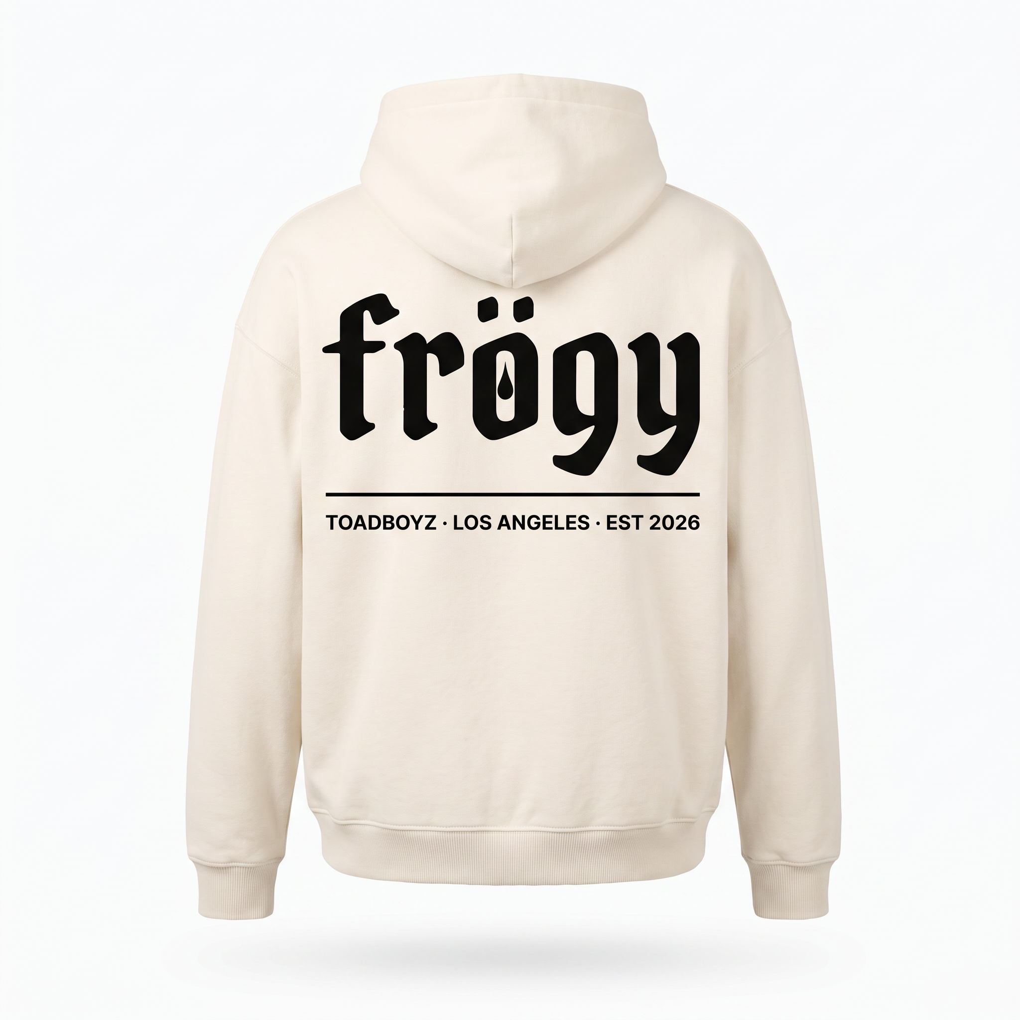 Frögy Boss-Man Hoodie back - blackletter frögy stack