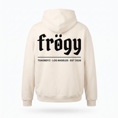 Frögy Boss-Man Hoodie back - blackletter frögy stack