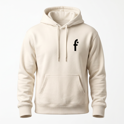 Frögy Boss-Man Hoodie front - bone cream black f-mark chest