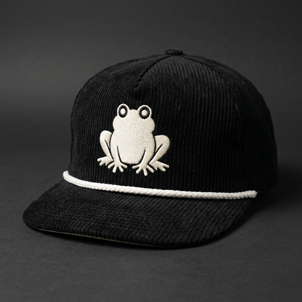 Corduroy rope cap — Black / Bone colorway