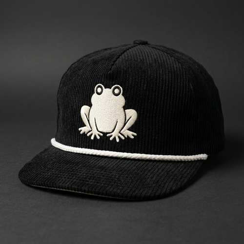 Corduroy rope cap — Black / Bone colorway