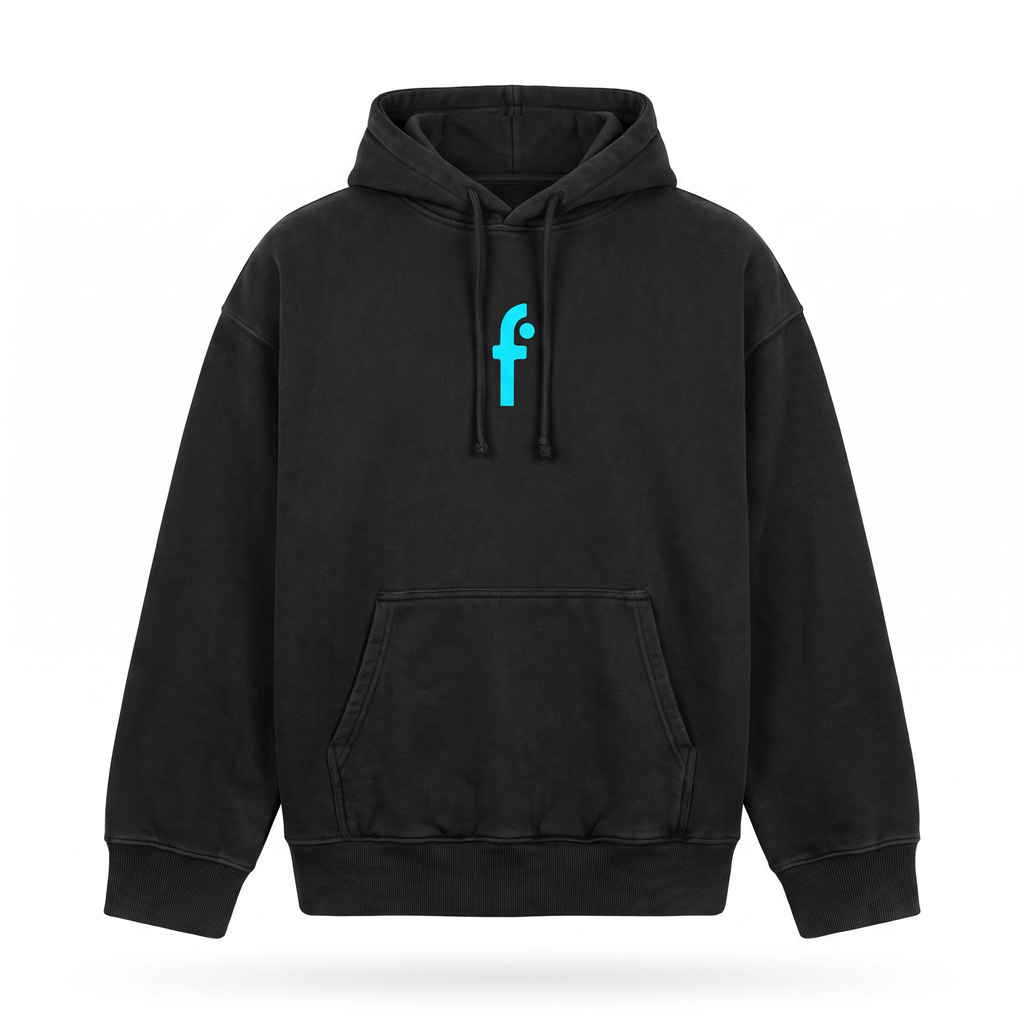 Frögy Toad Dreams Hoodie front - cyan f-mark chest