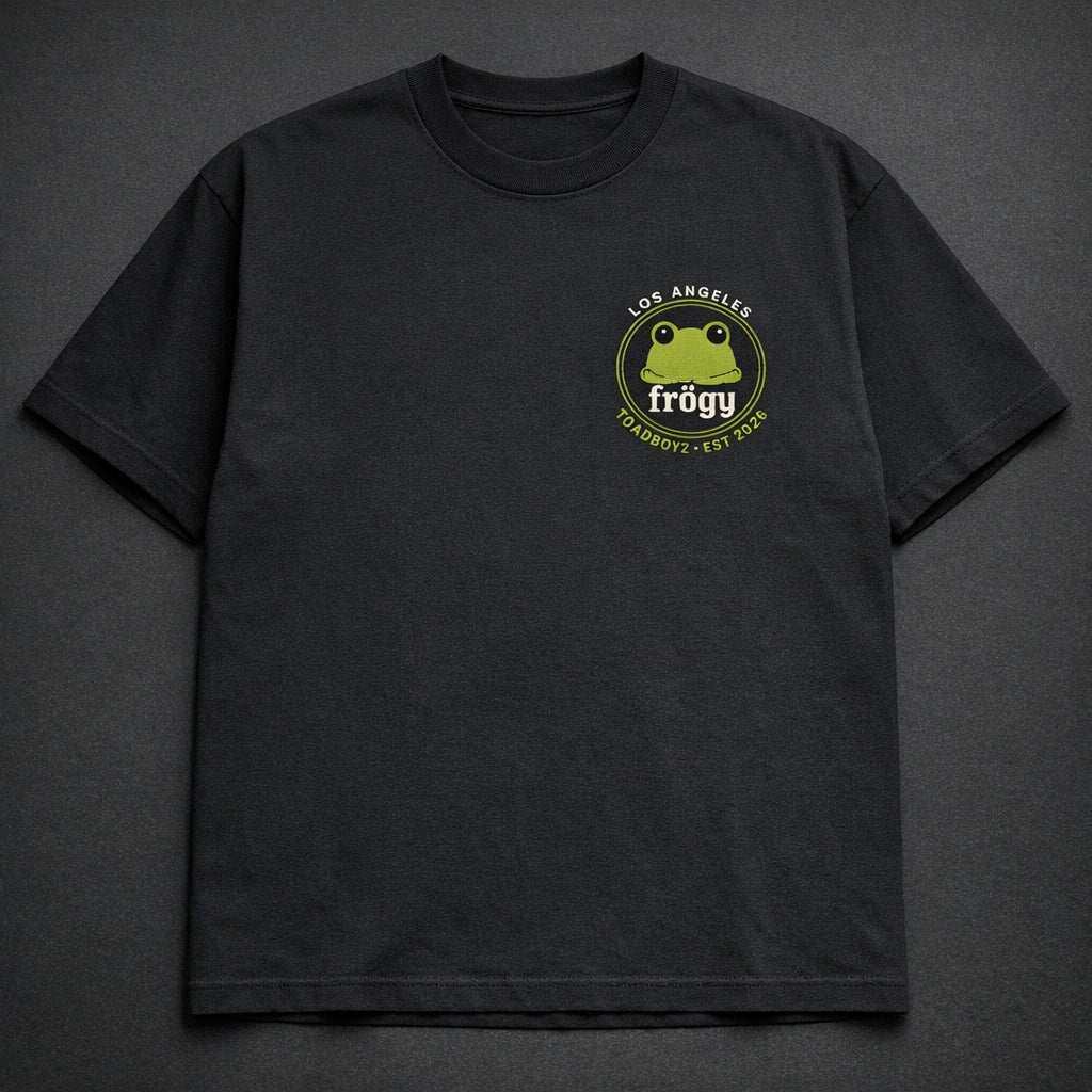 Frögy LA City Seal Tee — front, black